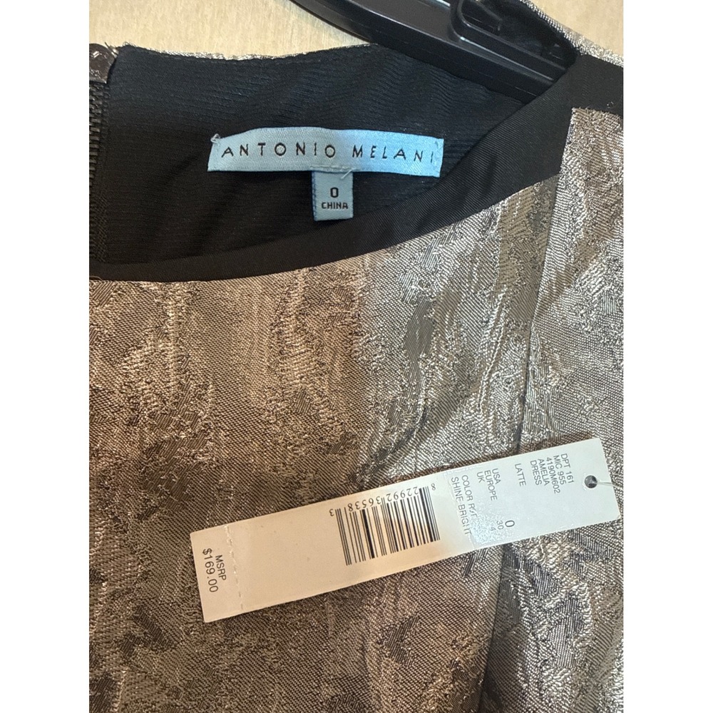 Antonio Melani Amelia Metallic Jacquard Cocktail Dress NWT Size 0 $169 MSRP - Picture 2 of 8